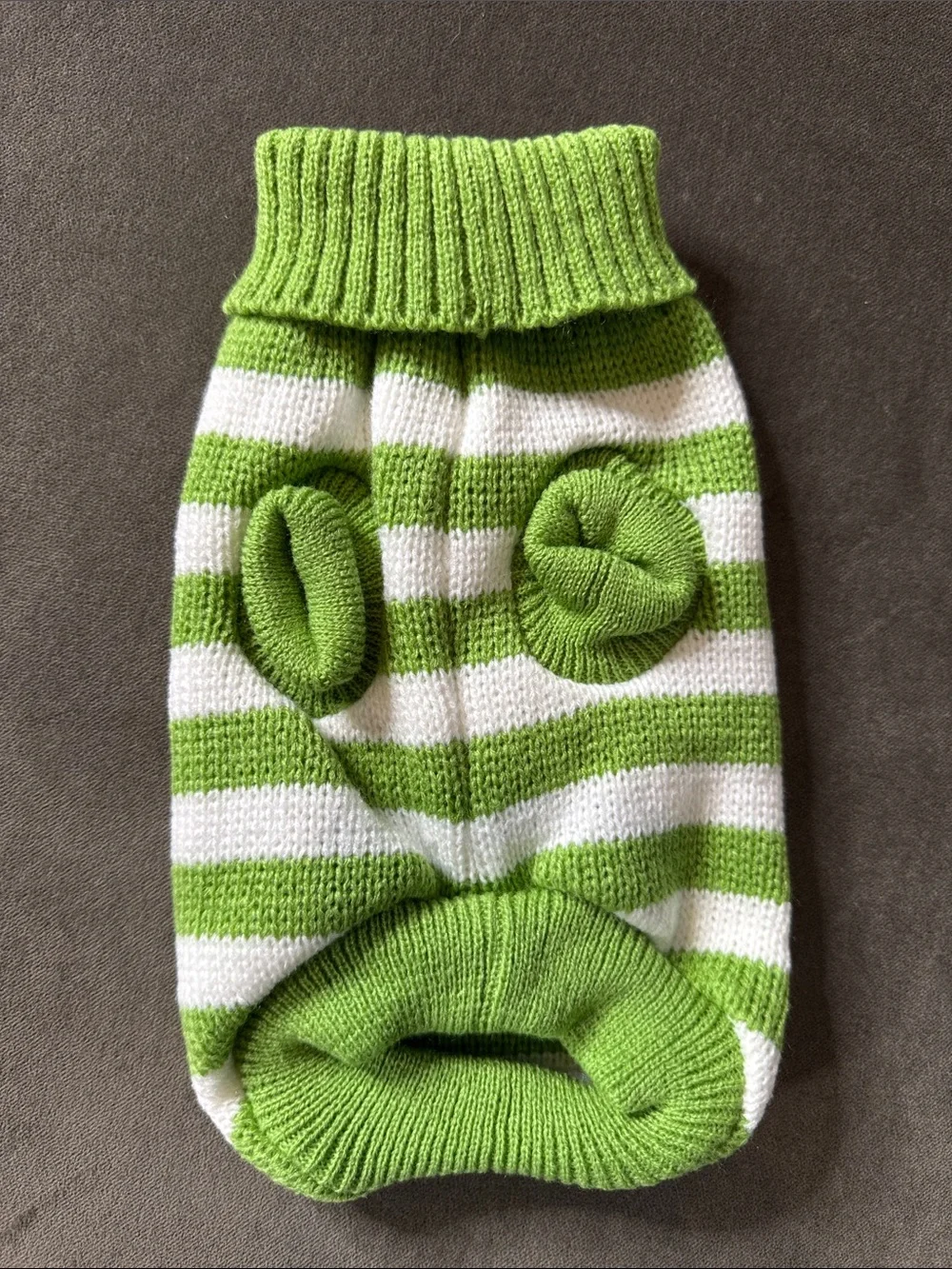 Green and White Striped Knit Pet Dog Cat Sweater Ribbed Turtle Neck Size M NEW